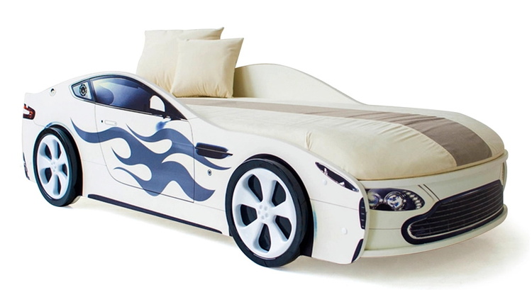 Кровать-машина Бондмобиль белый Бельмарко в Евпатории