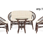 Комплект для отдыха TURKEY (стол круглый (со стеклом)+2 кресла + диван) /с подушками/  в Евпатории